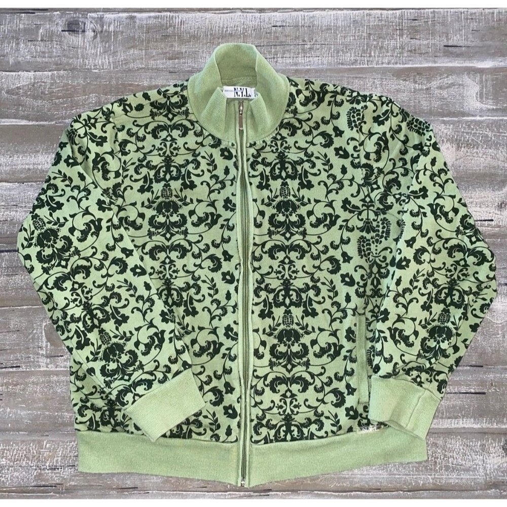 N.Y.L. New York Laundry Jacket Women's Paisley Olive Green Zippered Size‎ PXL